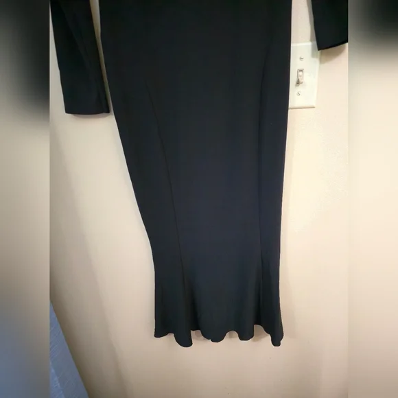 Norma Kamali Black Norma KamaliLong Sleeve Drop Shoulder Fishtail Dress - Picture 11 of 12